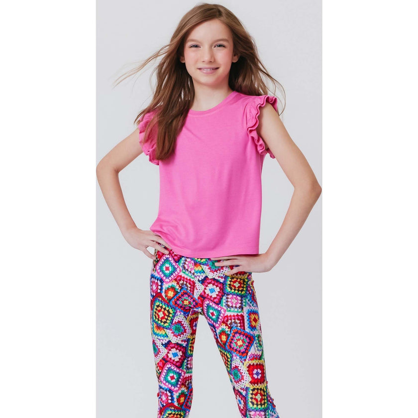 Girls Ruffle Crop Top, Pink