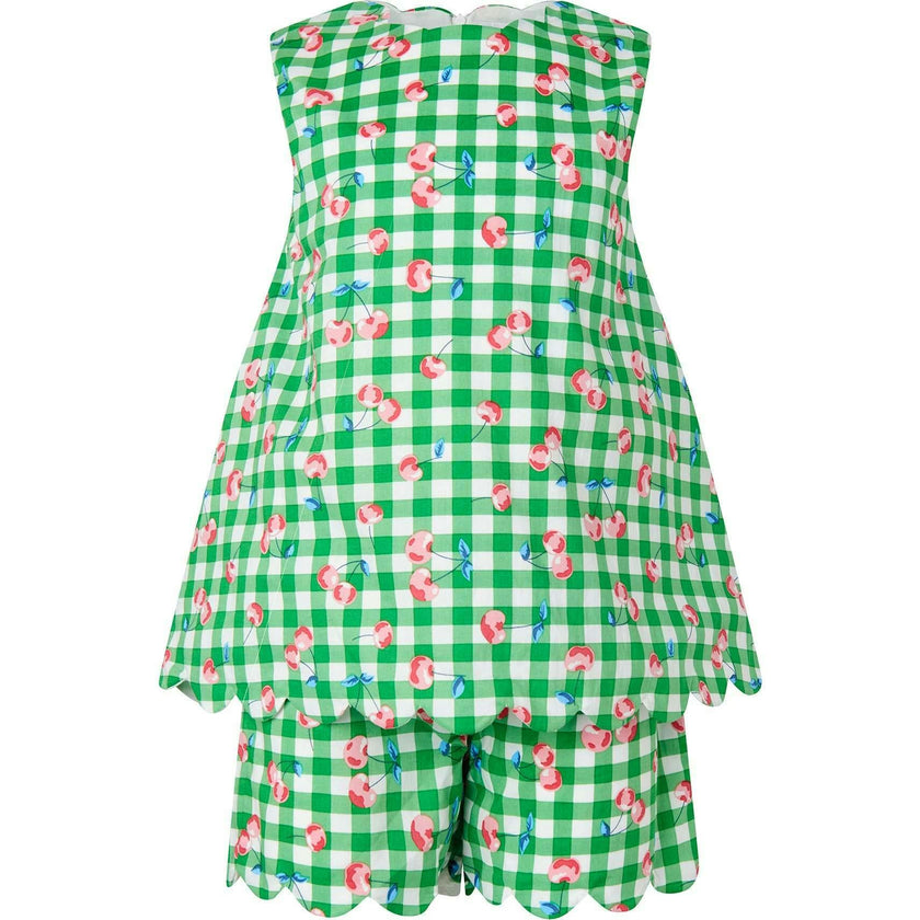 Cherry Check Scalloped Top and Short Set