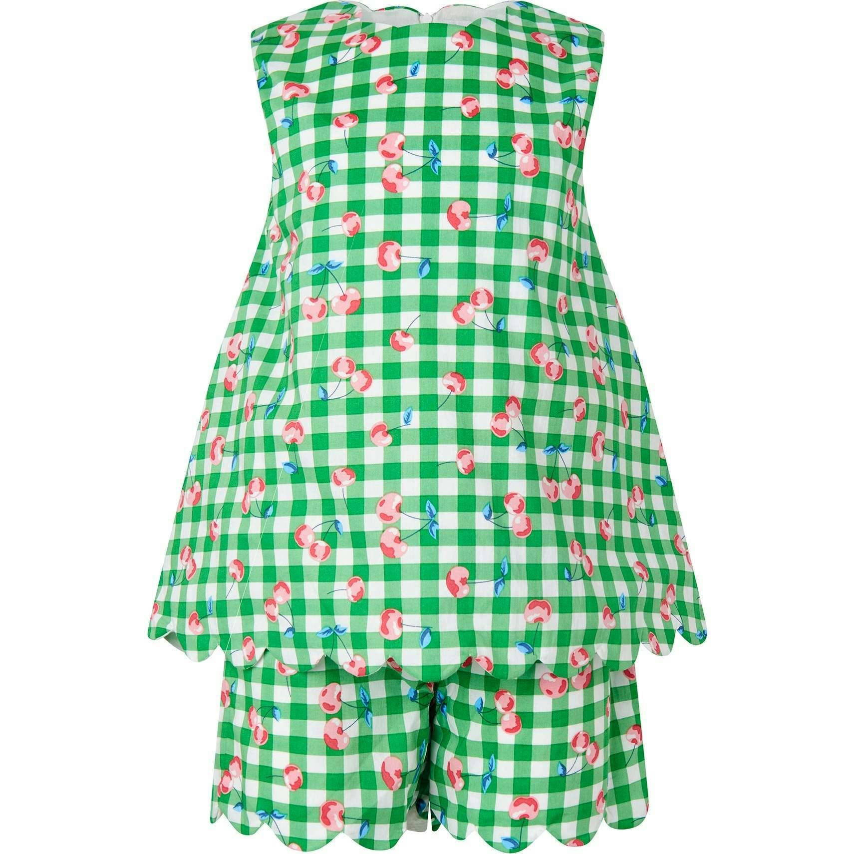 Cherry Check Scalloped Top and Short Set