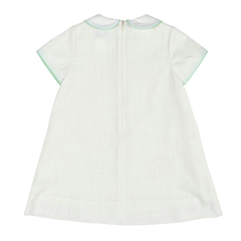 Linen Look Dress With Embroidered Flowers