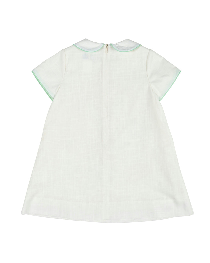 Linen Look Dress With Embroidered Flowers