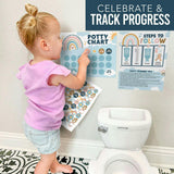 10-Piece Boho Rainbow Potty Training Charts & 6-Piece Bathroom Wall Art Decor Prints