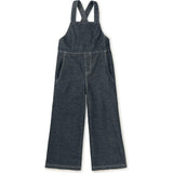 Wide Leg Denim-Like Overalls, Blue
