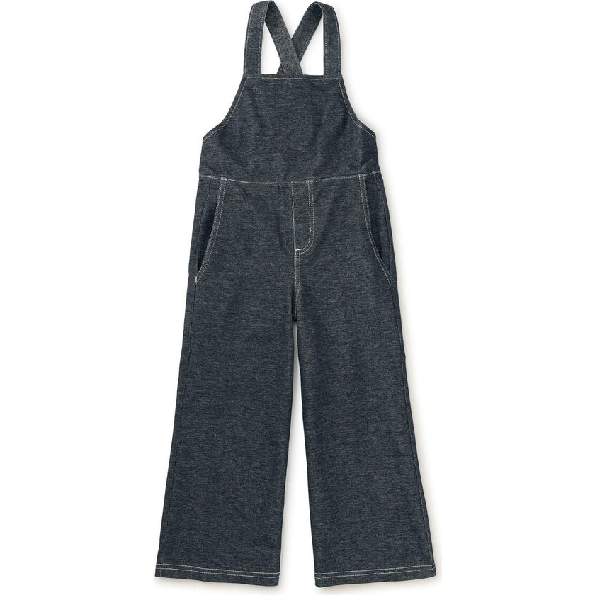 Wide Leg Denim-Like Overalls, Blue