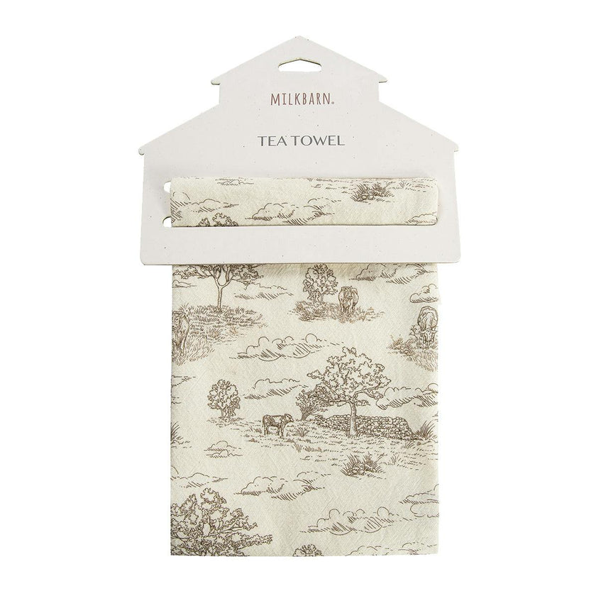 Country Toile Tea Towel