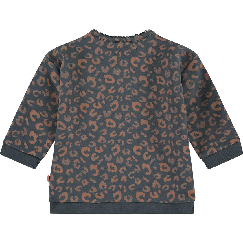 Leopard Print Crew Neck Pullover Sweatshirt