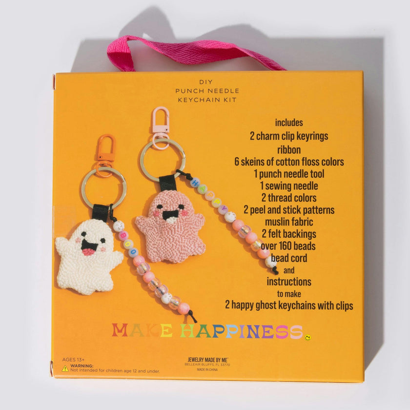 Halloween Ghost Punch Needle Keychain Kit
