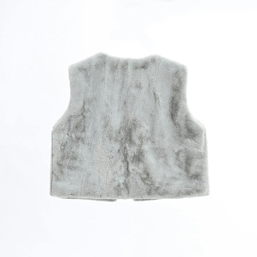 Gray Plush Fur Vest