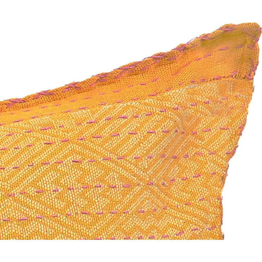 Artisan Hand Loomed Cotton Lumbar Pillow - Yellow Diamonds - 16"x48"