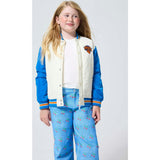 New York Knicks Basketball Youth Bomber Jacket in Sugar Swizzle and Blue