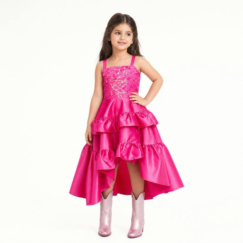Wildflower Cowgirl Hot Pink Ruffle Birthday Dress for Girls