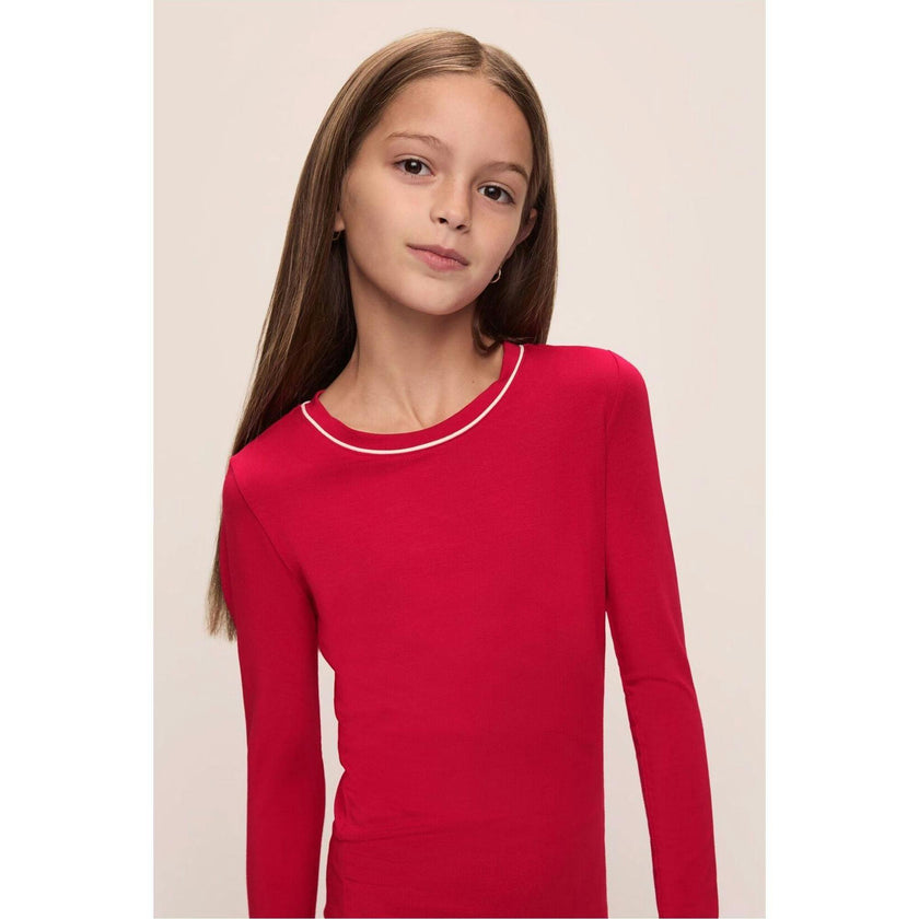 Kids TENCEL™ Modal Unisex Long PJ Set, Red