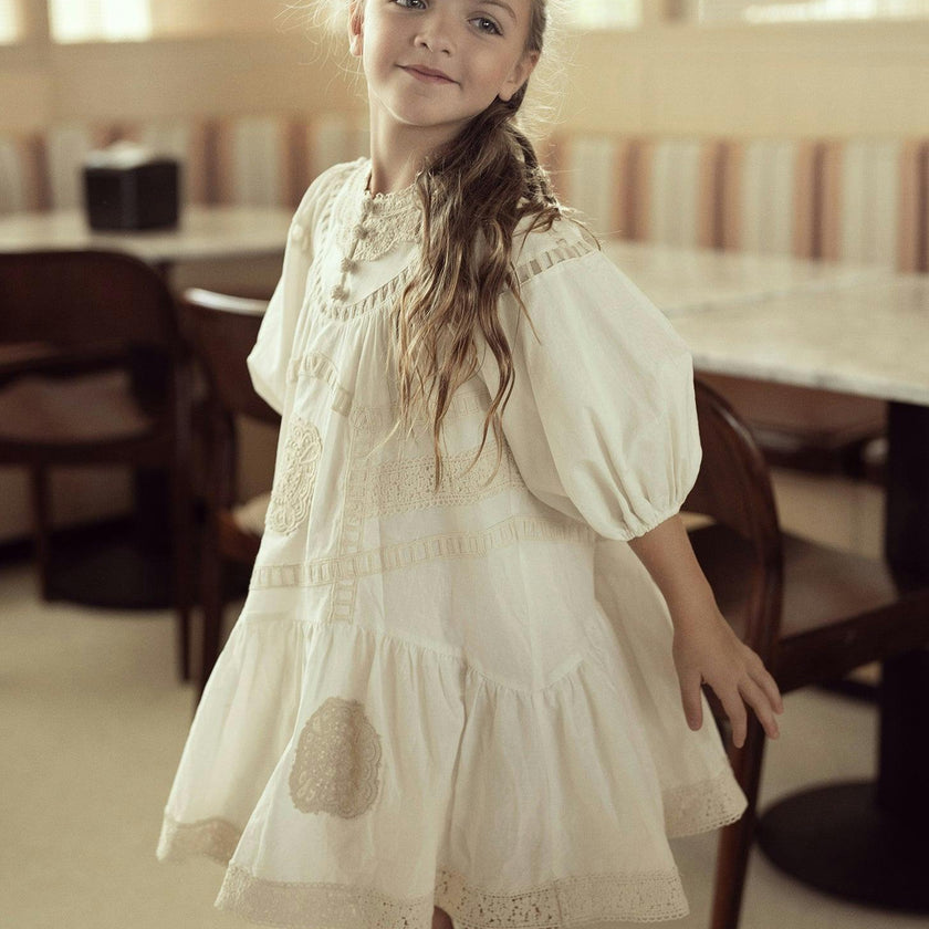 Woven Lace Dress Off White