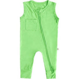 Sleeveless Footless Zip Romper, Lime