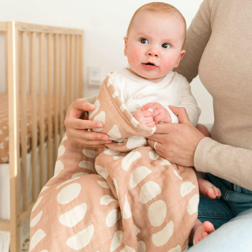 Cotton Jacquard Neutral Baby Blanket (Copper Moon Phase)
