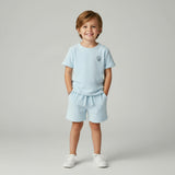 Organic Terry Tee & Shorts Set - Light Blue