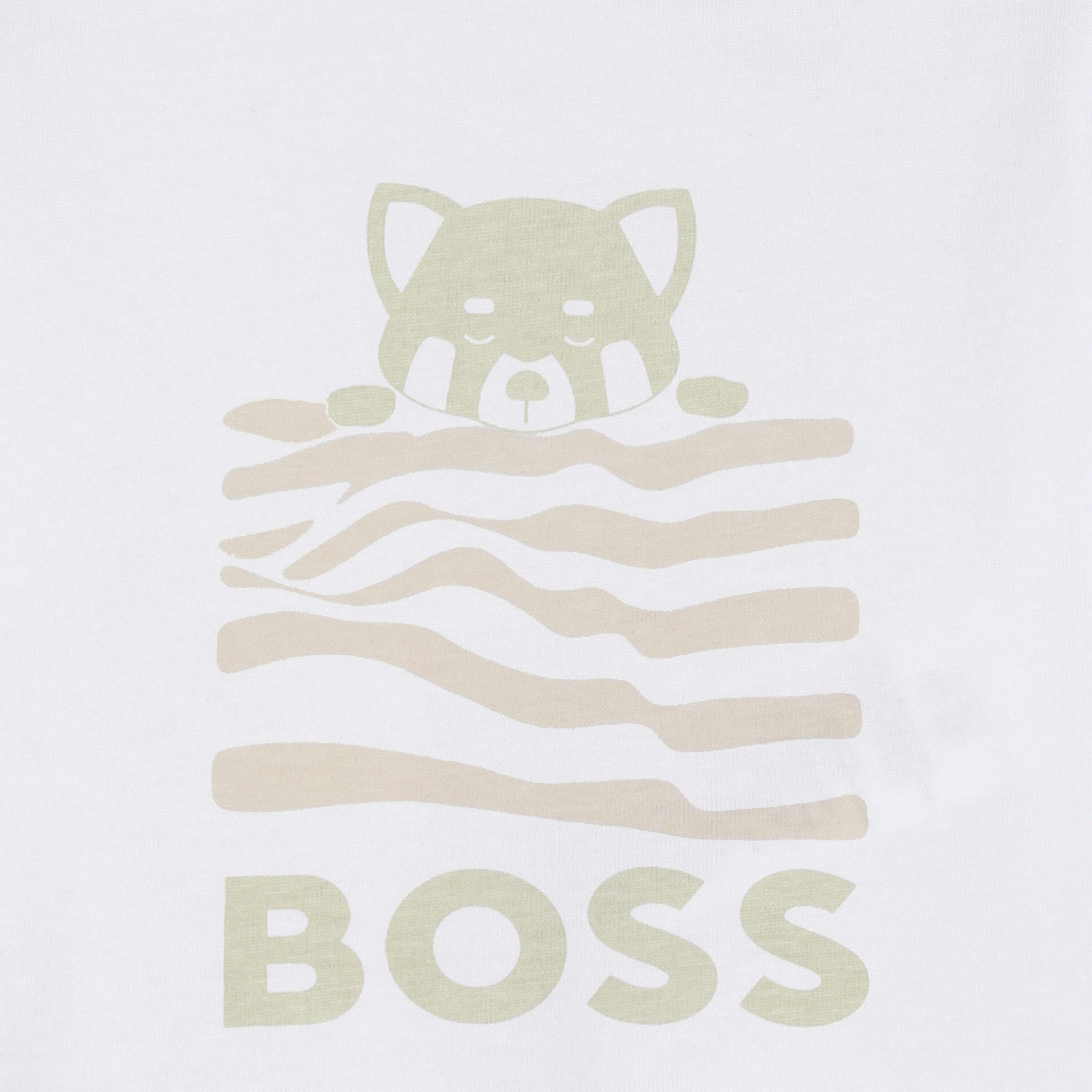 White & Light Beige Graphic Baby Set