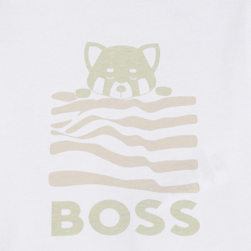 White & Light Beige Graphic Baby Set