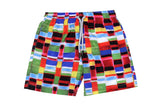 Kids' Colorful Checker Pattern Quick-Dry Swim Trunks