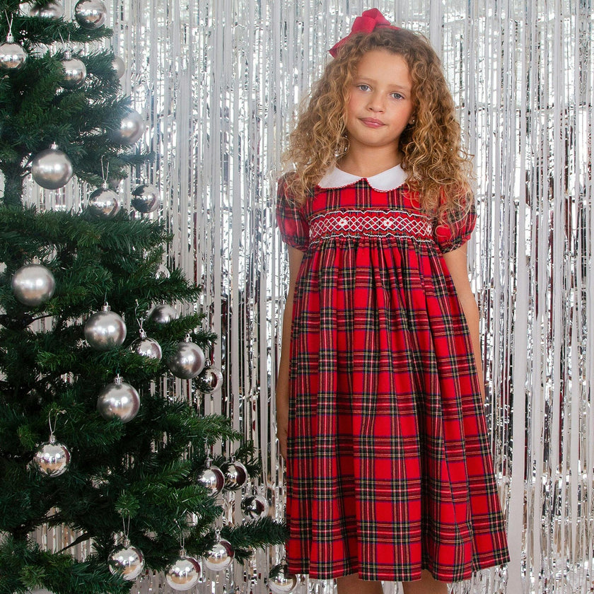 Lottie Hand Smocked Plaid Dress