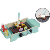 Hape: Sizzling Griddle & Grill BBQ - Teal Wooden Food Playset