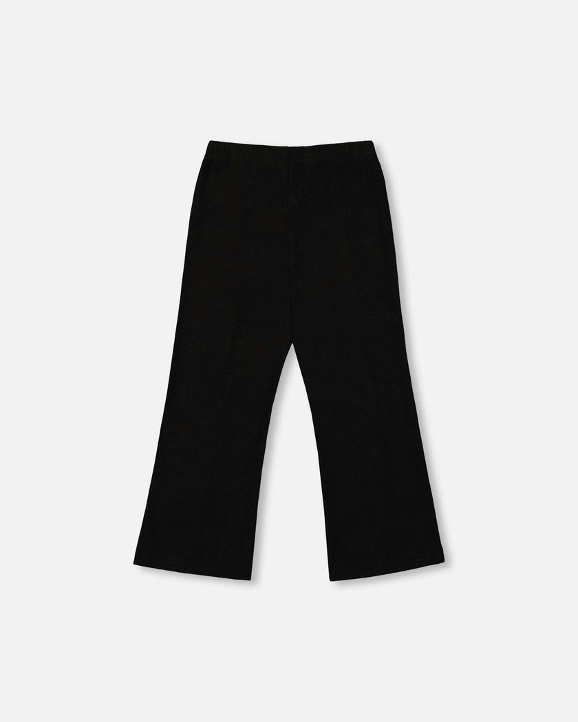 Ribbed Leggings Bootleg With Slit Black