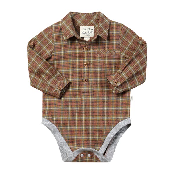 JASPER Orange/Gold Washed plaid Onesie