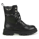 ZADIG & VOLTAIRE Logo-Print Laces Leather Combat Boots