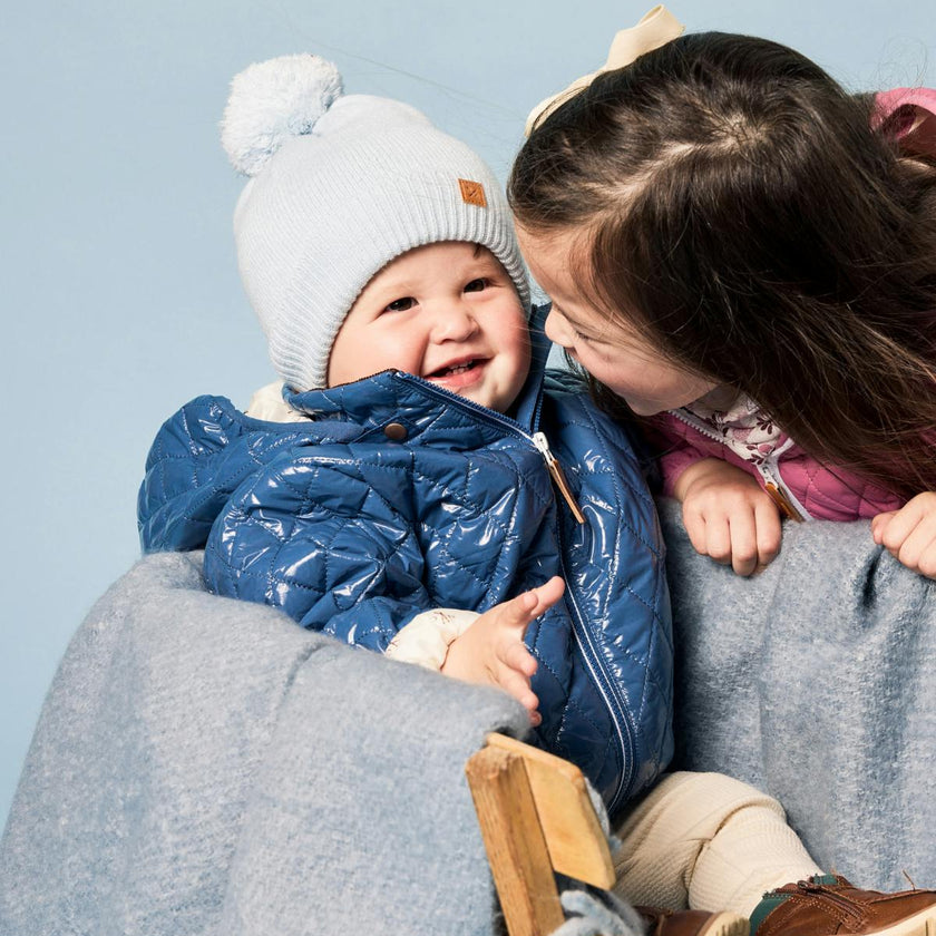 Kids Knit Winter Hat with Knit Pom