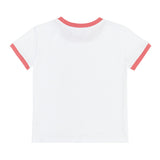 Unisex White Ringer Tee With Poppy Red Trim