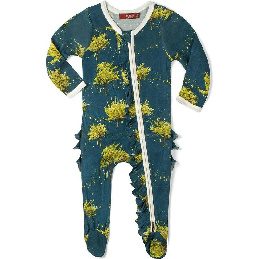 Firefly Bamboo Ruffle Zipper Footed Romper