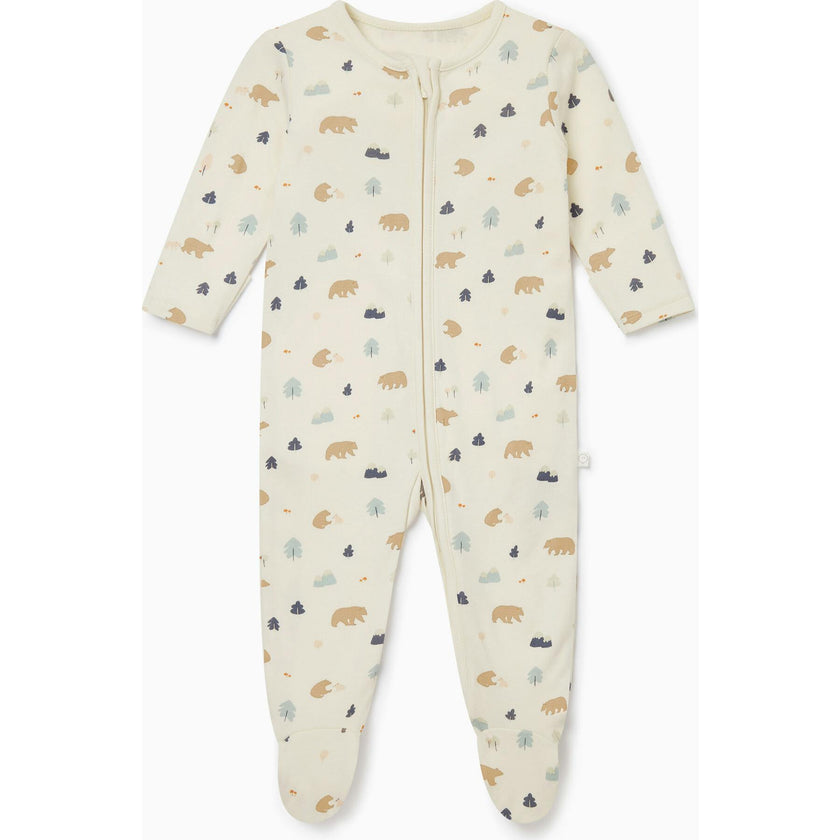 Bear Print Clever Zip Baby Pajamas