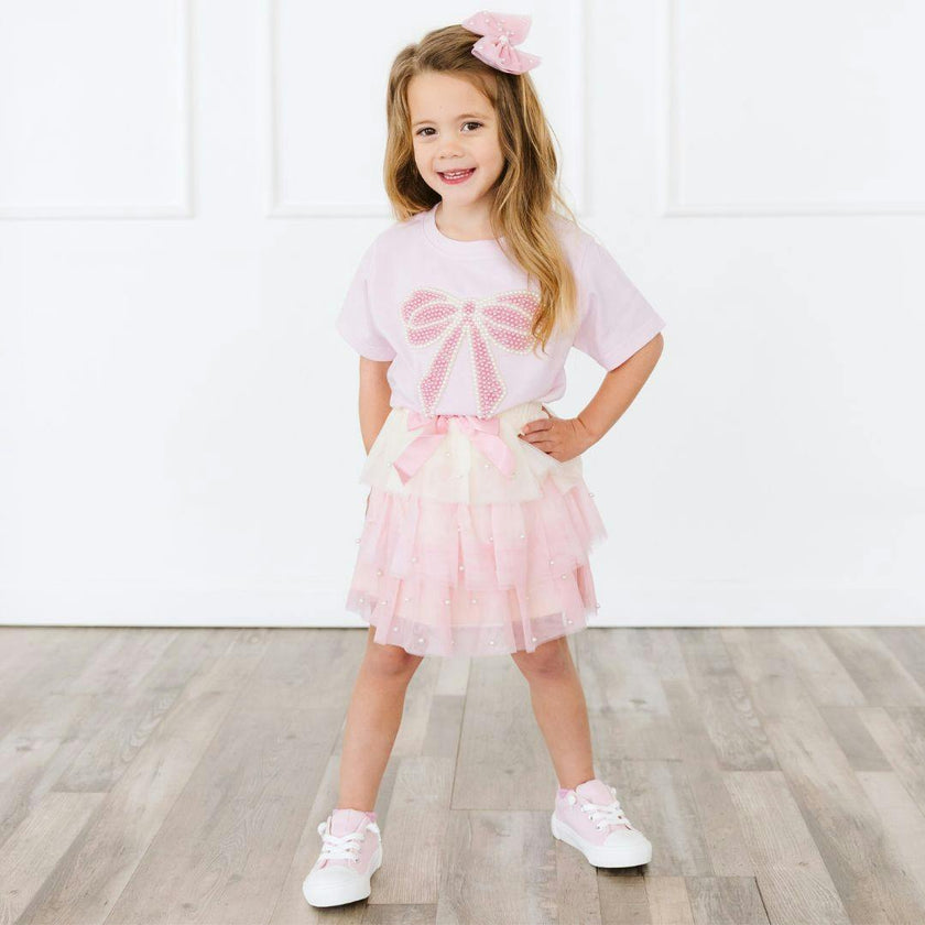 Pearl Bow Patch Short Sleeve T-Shirt
