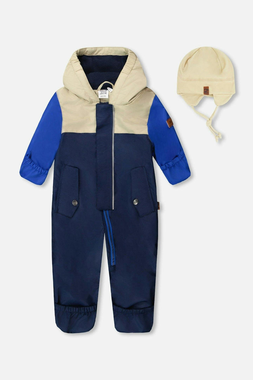 Baby Mid-Season One-Piece Outerwear With Hat Beige