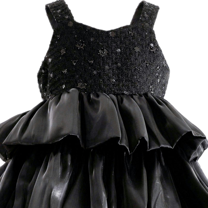 Black Ruffle Tiered Gala Dress