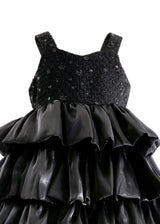 Black Ruffle Tiered Gala Dress