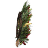 24-Inch Unlit Gold and Red Poinsettia Wreath