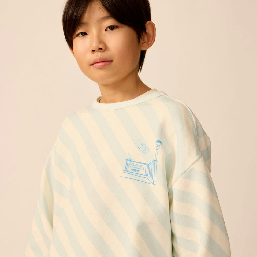 Organic Weekend Sweatshirt in Sky Blue Stripe