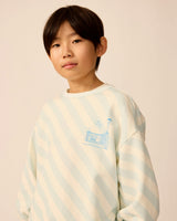 Organic Weekend Sweatshirt in Sky Blue Stripe