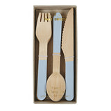 Soft Blue Wooden Cutlery Set