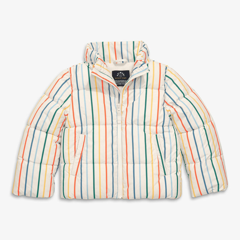 Kids stripe fleece-lined puffer jacket
