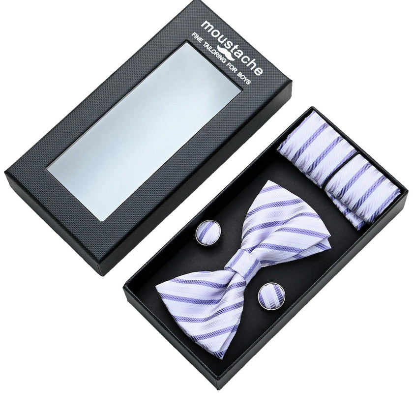 Purple Striped Bowtie Set