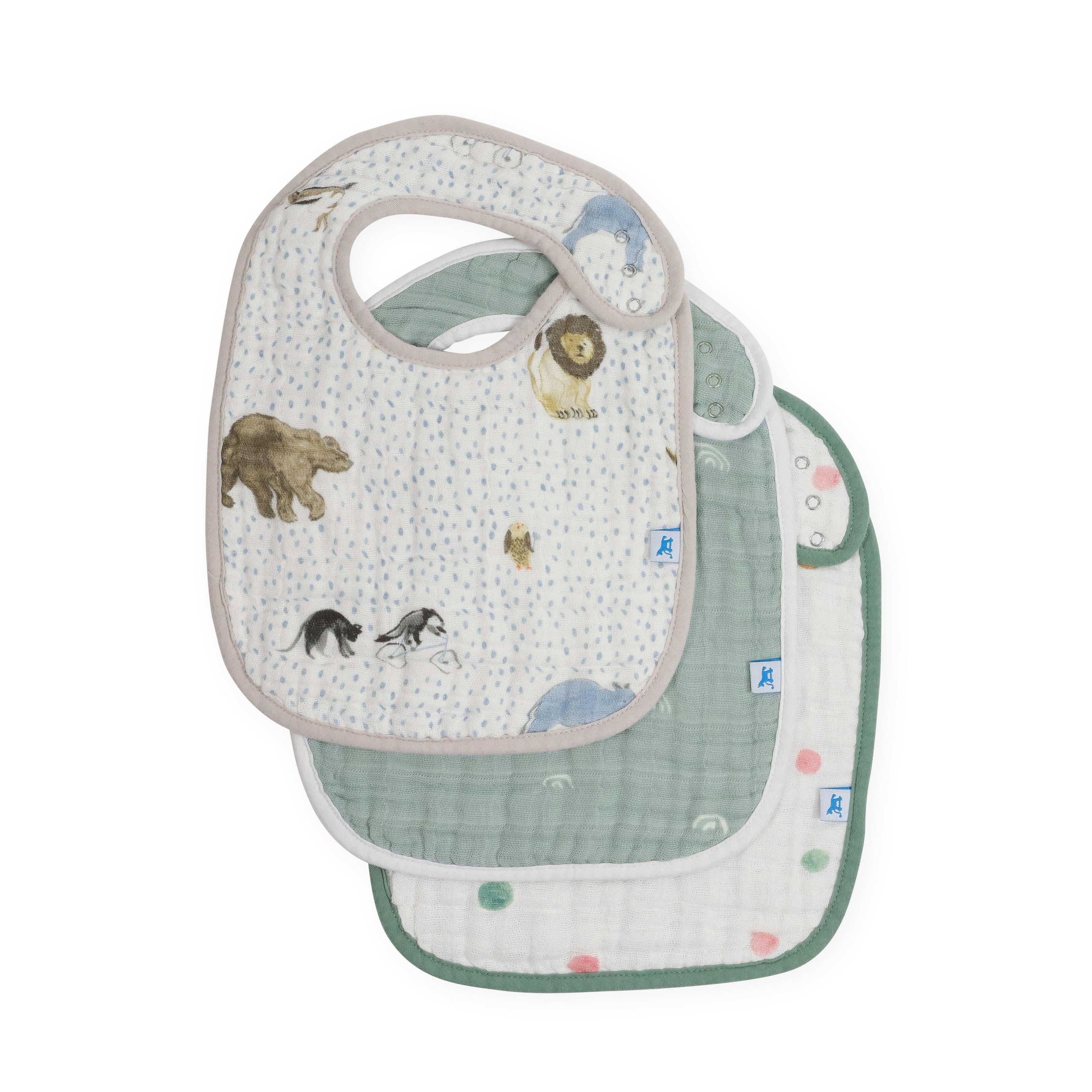 Cotton Muslin Classic Bib 3 Pack - Party Animals
