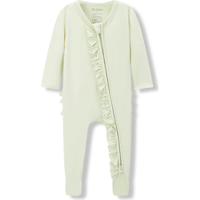 Aloe Luxe Solid Ruffle Footed Romper