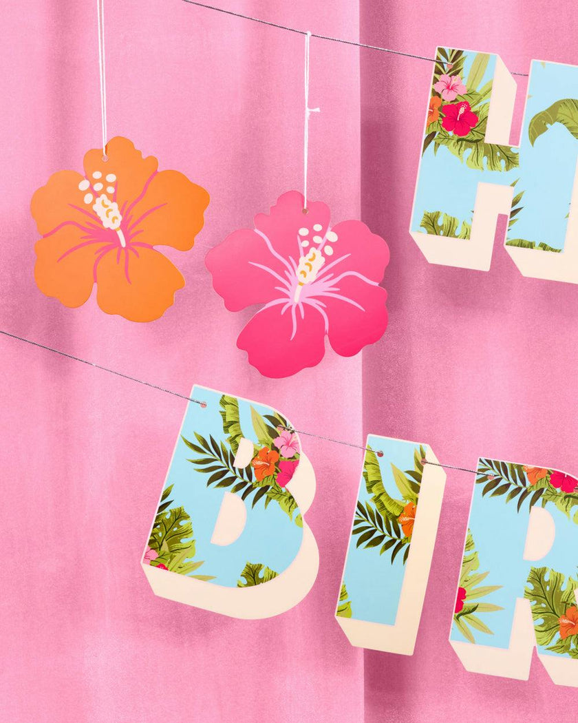 Tropical Birthday Banner - matte colorful banner