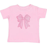 Pink Bow Sequin Patch Short Sleeve T-Shirt