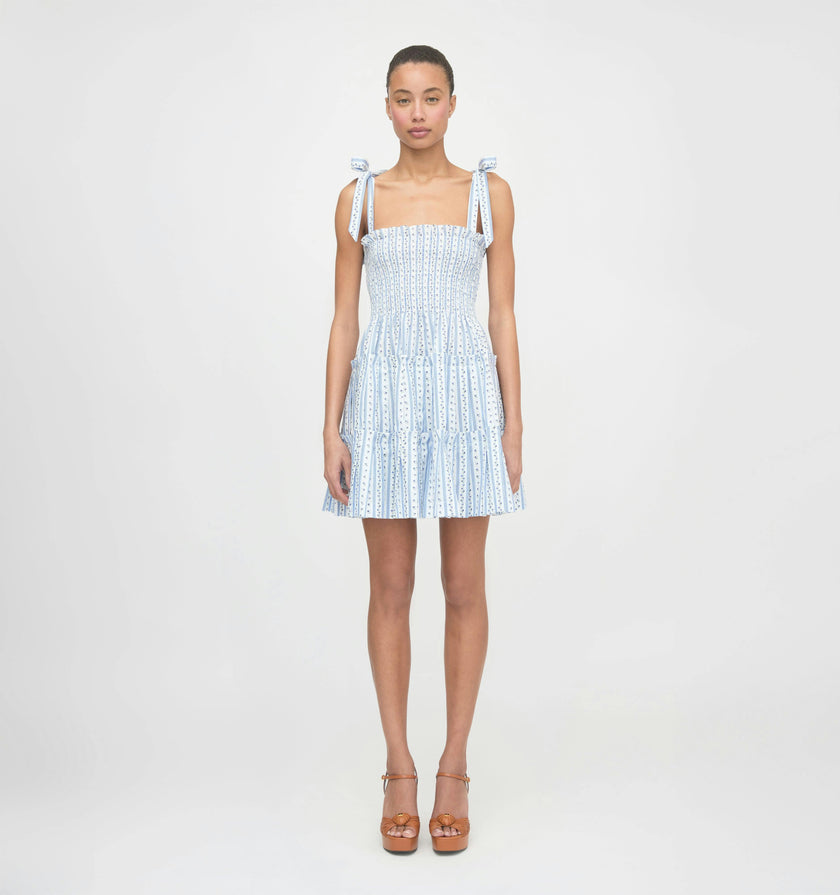 The Ribbon Charlotte Nap Dress - Blue Petal Stripe