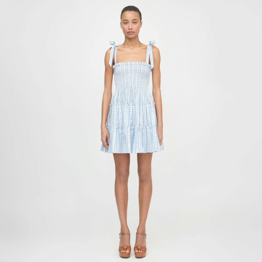 The Ribbon Charlotte Nap Dress - Blue Petal Stripe