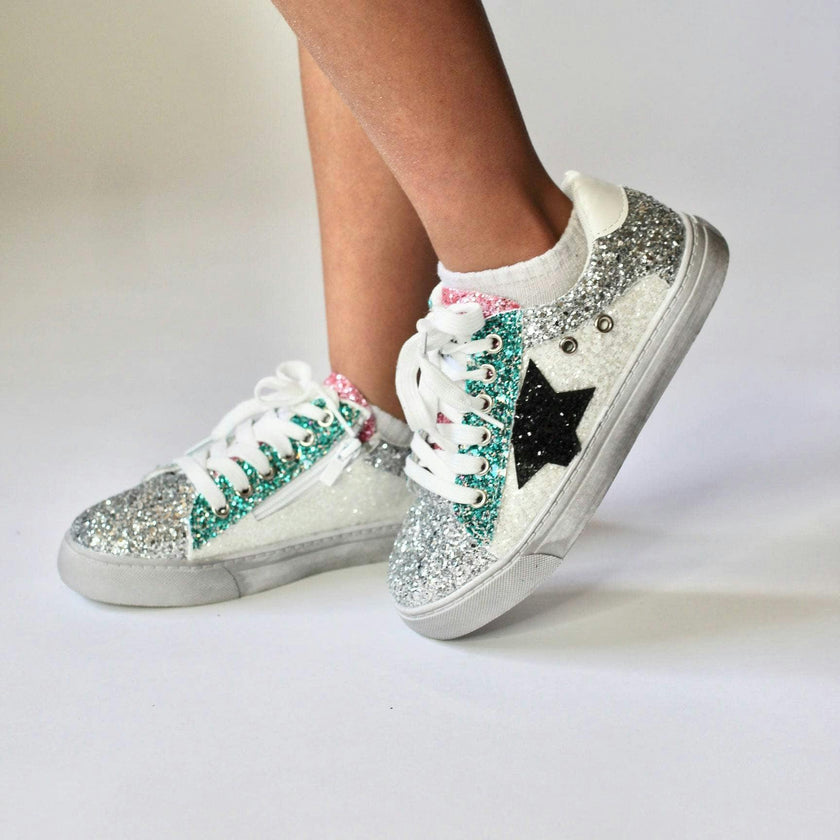 Star Glitter Sneakers, Metallic