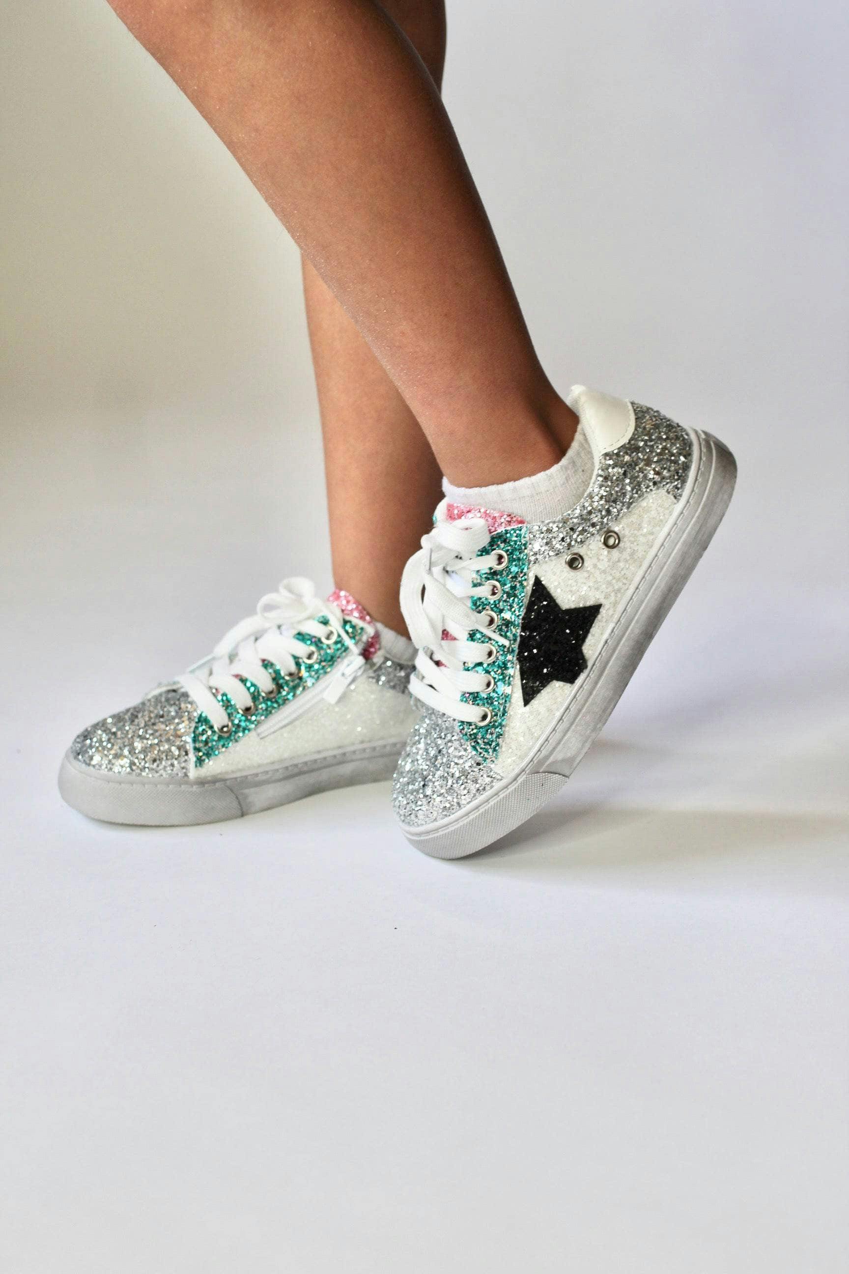 Star Glitter Sneakers, Metallic